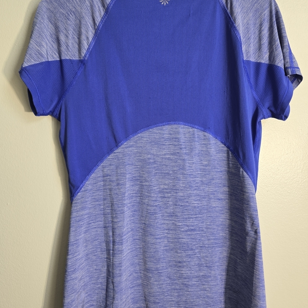 Athleta Women's Heathered Blue Short Sleeve Tee - Picture 2 of 4
